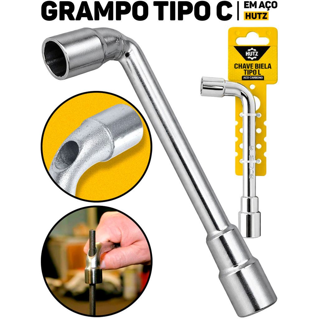 Chave Perfurada Tipo L 14mm Aço Carbono Hutz Profissional Oficina Casa Chave Perfurada Tipo L 14mm Aço Carbono Hutz Profissional Oficina Casa
