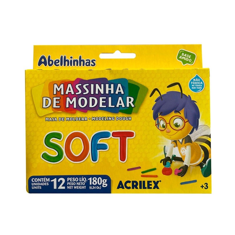Massa de modelar Soft 180g com 12 cores 07312 Acrilex Massa de modelar Soft 180g com 12 cores 07312 Acrilex