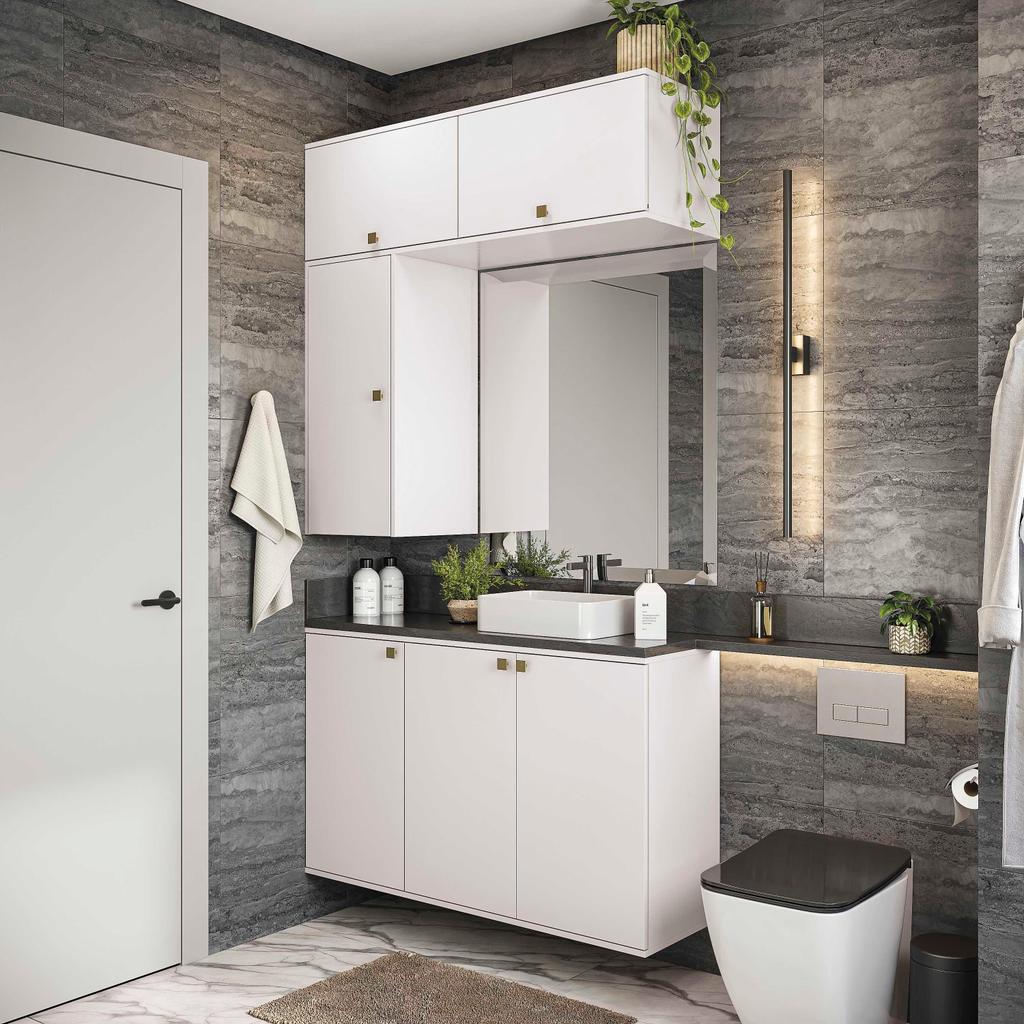 Conjunto para Banheiro Kappesberg Celeste 4 Peças Branco 120cm Conjunto para Banheiro Kappesberg Celeste 4 Peças Branco 120cm