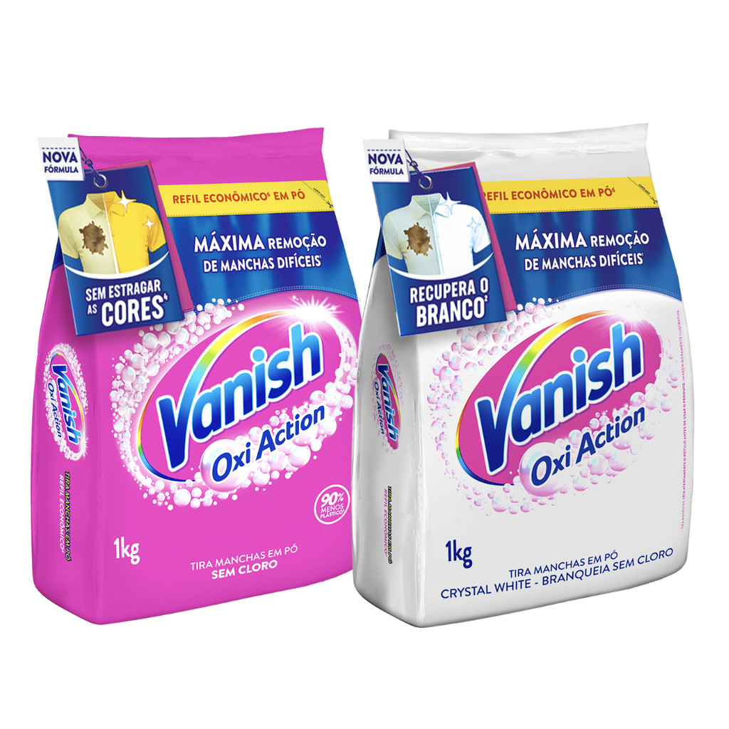 Kit Vanish Roupas Coloridas e Brancas 1kg Cada Kit Vanish Roupas Coloridas e Brancas 1kg Cada