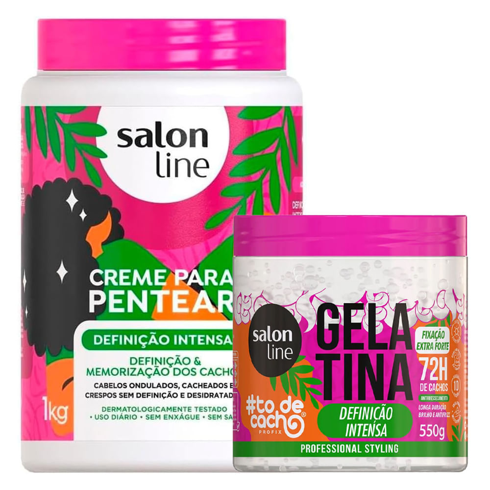 Kit Salon Line #todecacho Definição Intensa Creme para Pentear 1kg + Gelatina 550g Kit Salon Line #todecacho Definição Intensa Creme para Pentear 1kg + Gelatina 550g