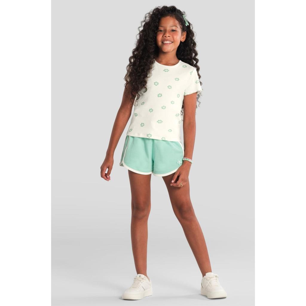 Blusa infantil menina em ribana florida Brandili Blusa infantil menina em ribana florida Brandili