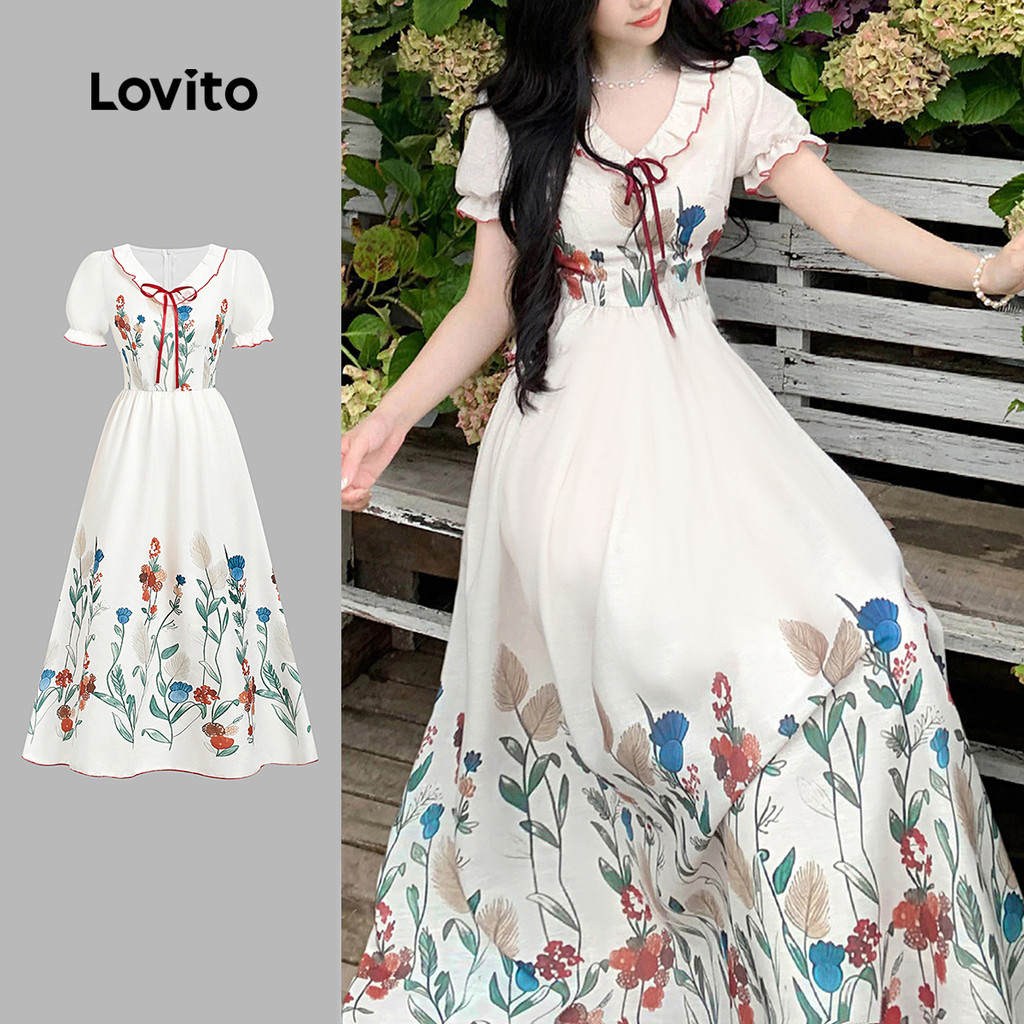 Lovito Vestido Casual com Laço Primavera/verão para Mulheres L166AD300 Lovito Vestido Casual com Laço Primavera/verão para Mulheres L166AD300