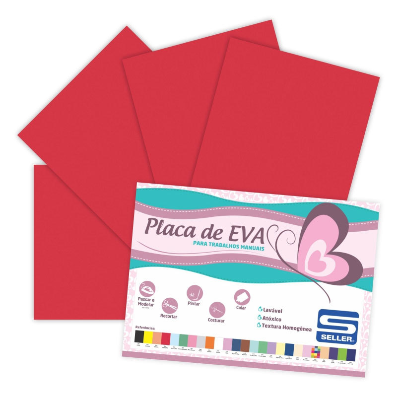 Placa de EVA 40X60cm Vermelho pacote com 10 folhas Seller Placa de EVA 40X60cm Vermelho pacote com 10 folhas Seller