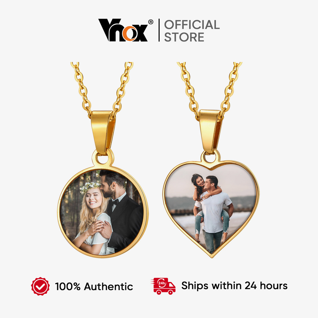 Vnox Personalizado Coração Foto Colar Imagem Pingente De Aço Inoxidável Jóias Dos Namorados Presente Para Mulher Mãe Nam Vnox Personalizado Coração Foto Colar Imagem Pingente De Aço Inoxidável Jóias Dos Namorados Presente Para Mulher Mãe Nam