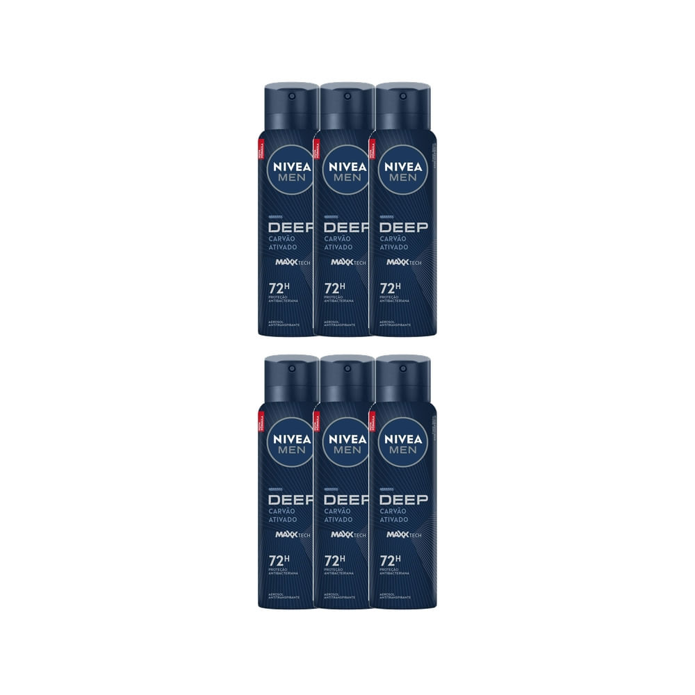 Kit 6 Desodorante Nivea Men Deep Original Aerosol Antitranspirante 48h 150ml Kit 6 Desodorante Nivea Men Deep Original Aerosol Antitranspirante 48h 150ml