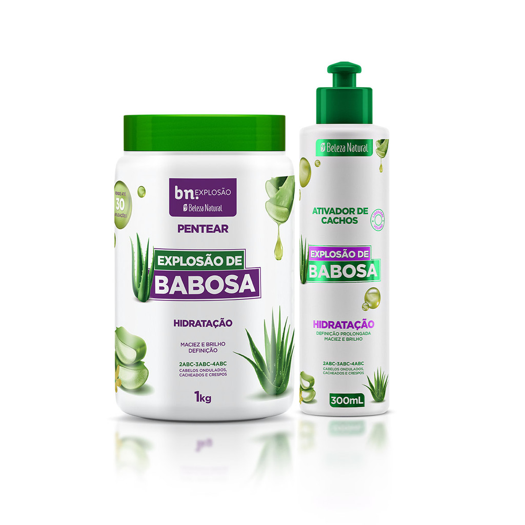 Kit Explosão de Babosa Creme de Pentear 1kg + Ativador de Cachos 300ml Kit Explosão de Babosa Creme de Pentear 1kg + Ativador de Cachos 300ml