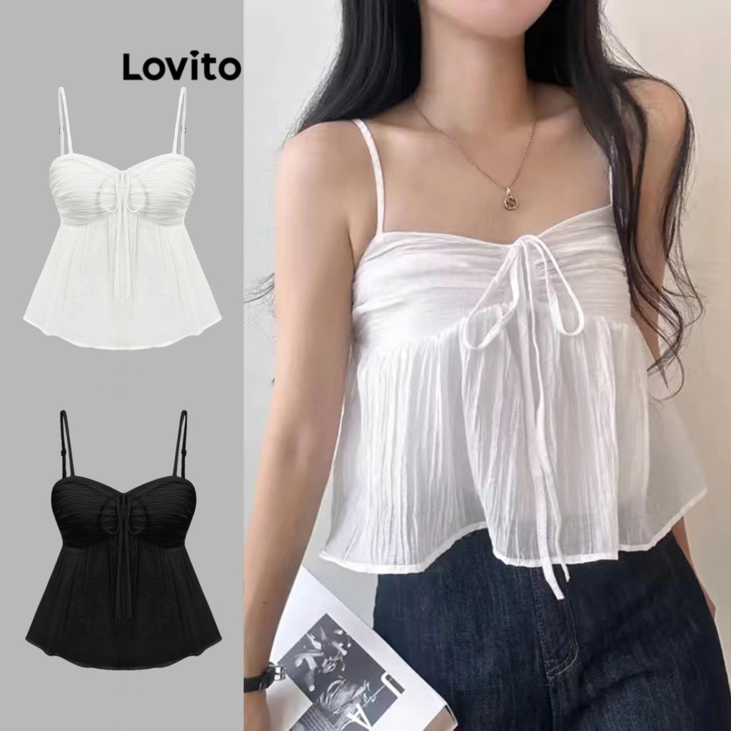 Lovito Regata Casual Lisa Plissada Com Babados E Bainha De Camada Dupla Para Mulheres L87ED118 (Multicolorido) Lovito Regata Casual Lisa Plissada Com Babados E Bainha De Camada Dupla Para Mulheres L87ED118 (Multicolorido)