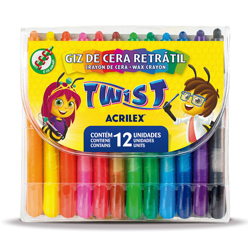 Giz de cera Retrátil Twist 12 cores 09010 Acrilex Giz de cera Retrátil Twist 12 cores 09010 Acrilex