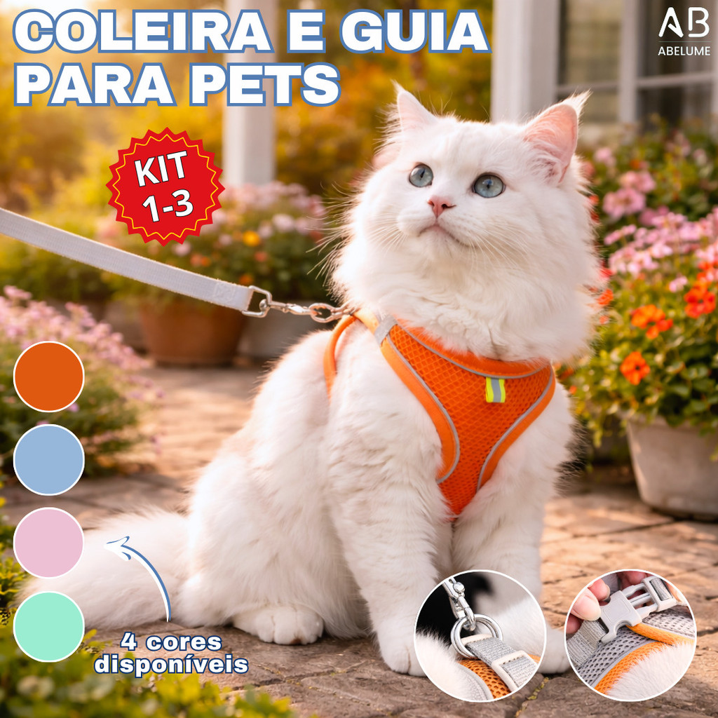 Coleira e Guia para Cães e Gatos Diversos Tamanhos Para Pequeno e Médio Porte Coleira e Guia para Cães e Gatos Diversos Tamanhos Para Pequeno e Médio Porte