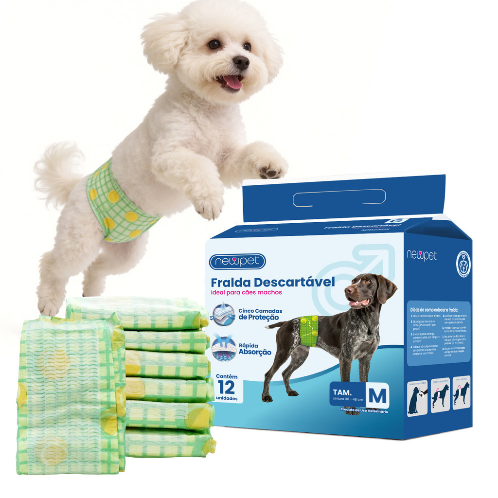 Newpet Kit Macho Fralda Cachorro Pet Descartável 12 unidades -M Newpet Kit Macho Fralda Cachorro Pet Descartável 12 unidades -M