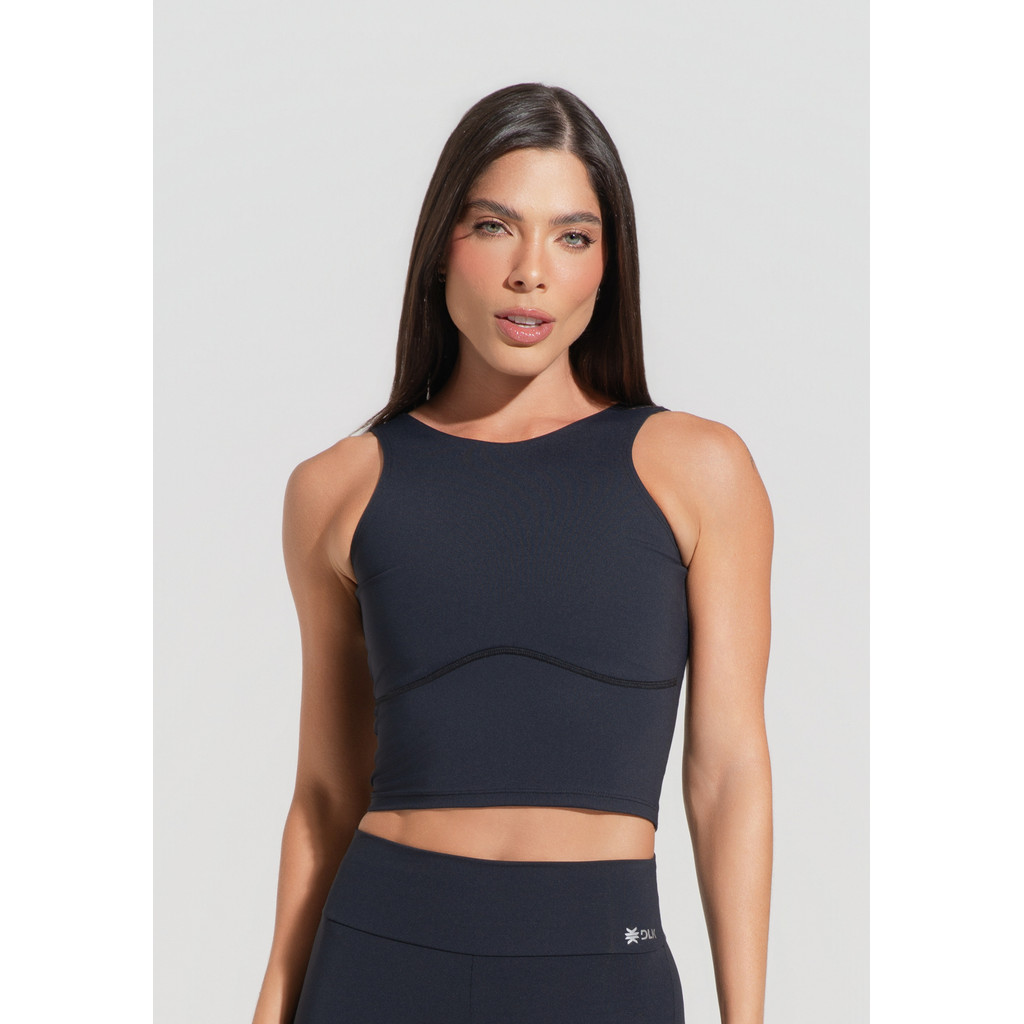 CROPPED FITNESS FEMININO COM RECORTE BÁSICO DLK CROPPED FITNESS FEMININO COM RECORTE BÁSICO DLK