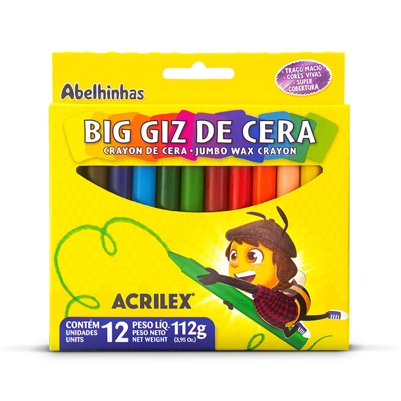Gizão de cera Big 12 cores 09111 Acrilex Gizão de cera Big 12 cores 09111 Acrilex