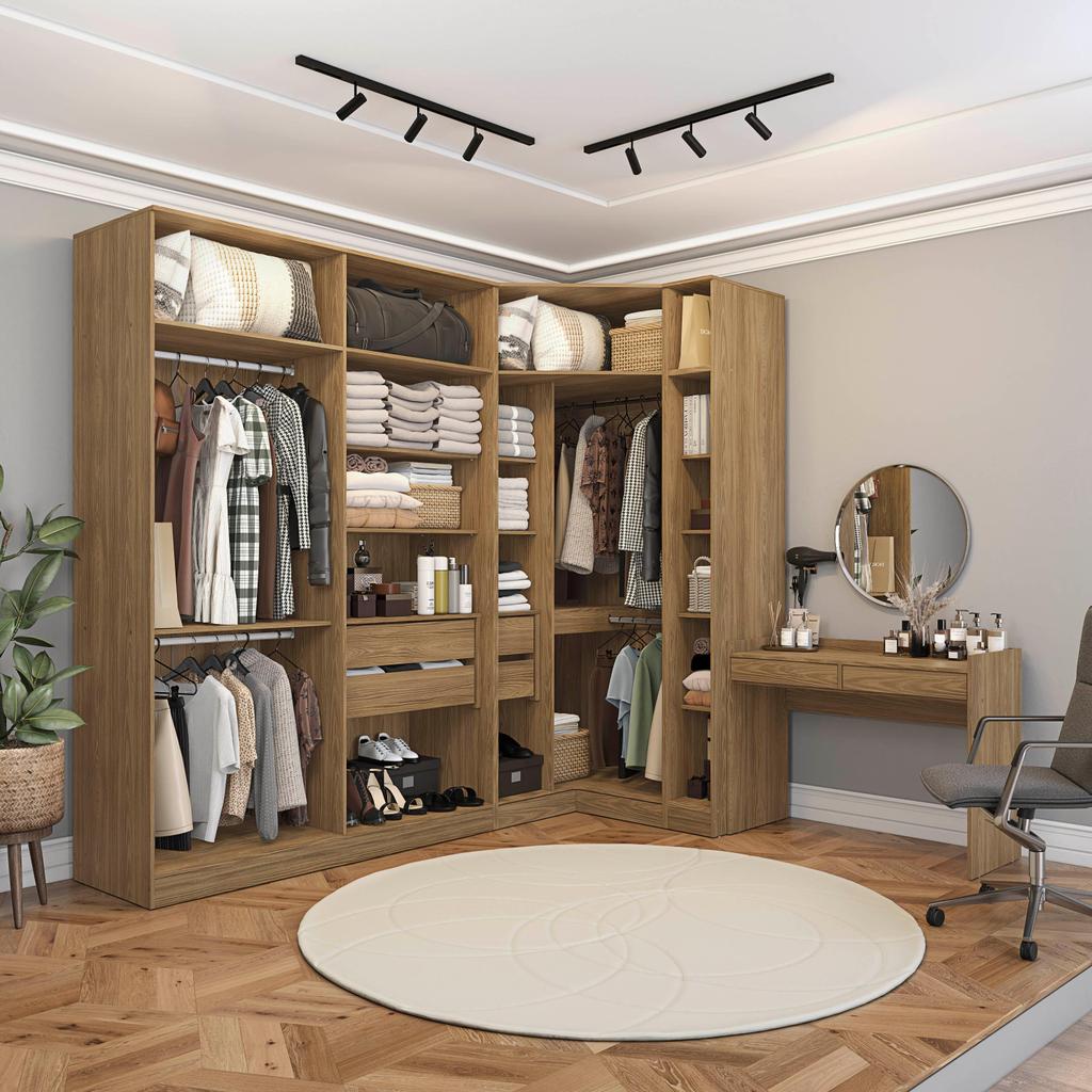 Conjunto Closet Kappesberg Adapt Nogueira 4 Peças 263cm x 235cm Conjunto Closet Kappesberg Adapt Nogueira 4 Peças 263cm x 235cm