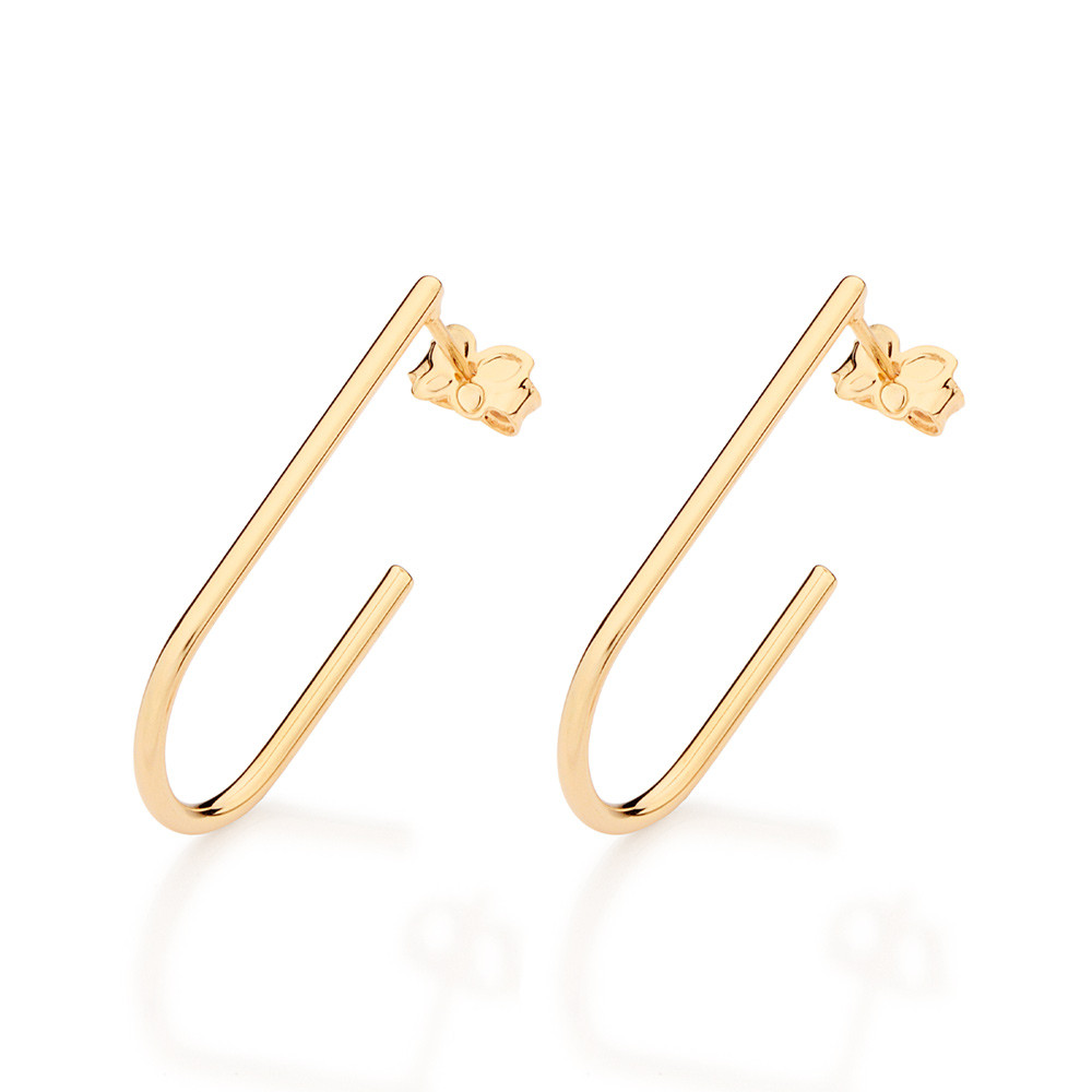 Brinco Rommanel Meia Argola Oval Banho Ouro 18k 527576 Brinco Rommanel Meia Argola Oval Banho Ouro 18k 527576