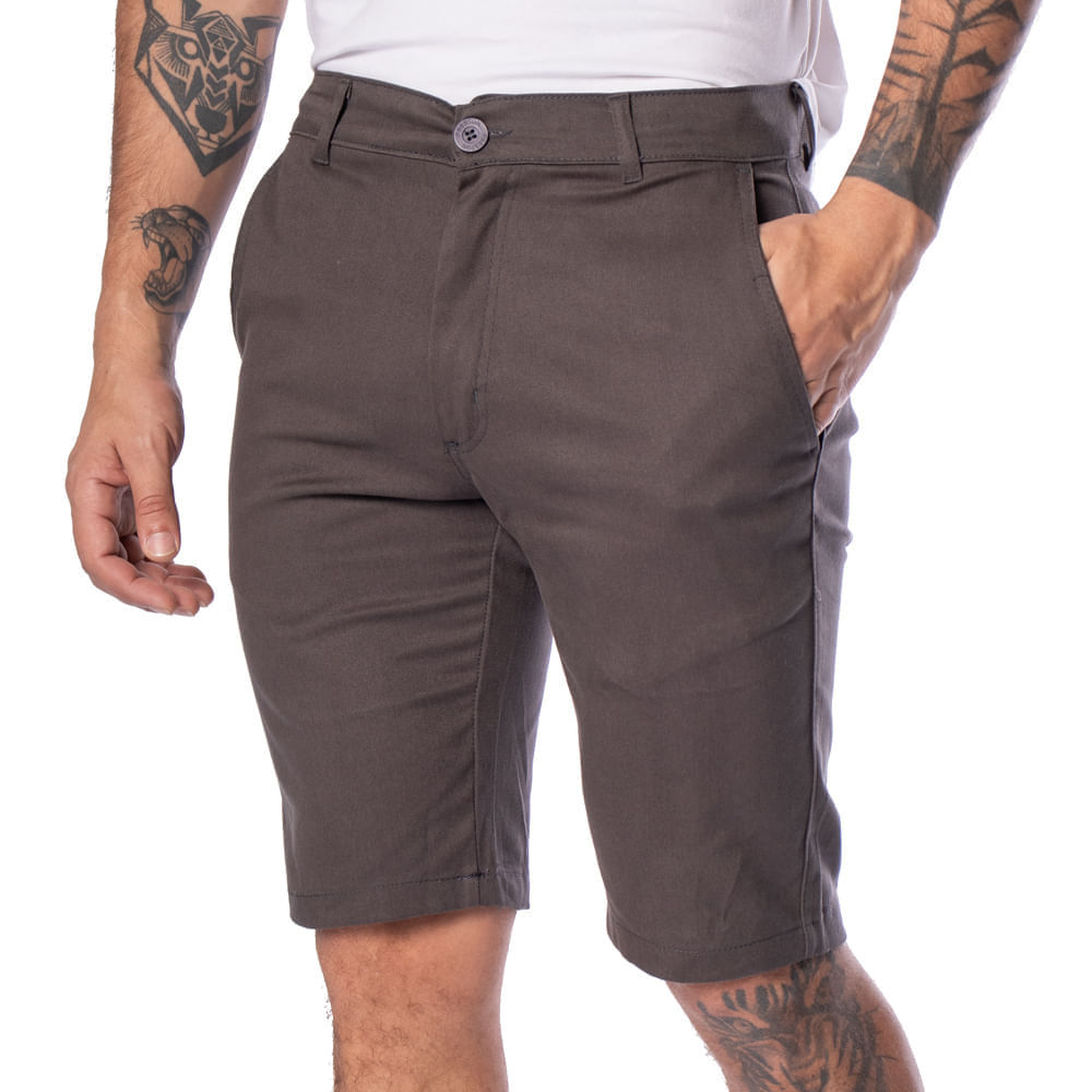 Bermuda Jeans Masculina Preston Slim Cinza Escuro Bermuda Jeans Masculina Preston Slim Cinza Escuro