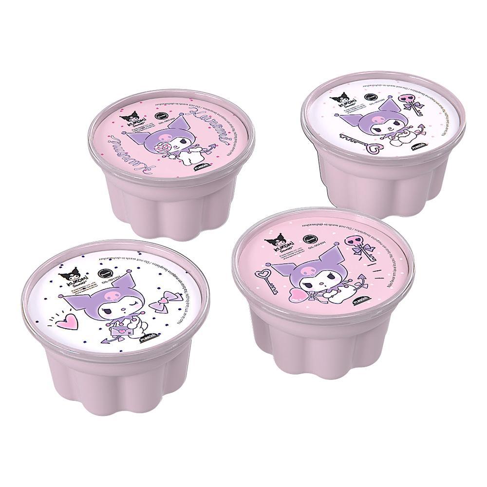Kit Kuromi 4 Potes Forma Gelatina Sobremesa Plasútil Kit Kuromi 4 Potes Forma Gelatina Sobremesa Plasútil