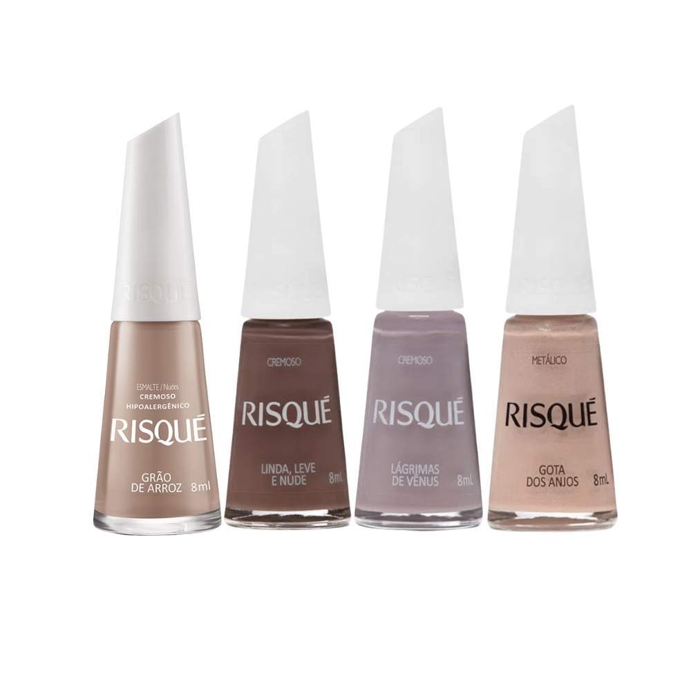 Kit 4 Esmaltes Risqué Tons Nudes Cremoso Hipoalergenico Kit 4 Esmaltes Risqué Tons Nudes Cremoso Hipoalergenico