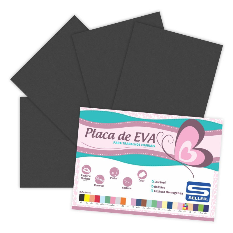 Placa de EVA 40X60cm Preto pacote com 10 folhas Seller Placa de EVA 40X60cm Preto pacote com 10 folhas Seller
