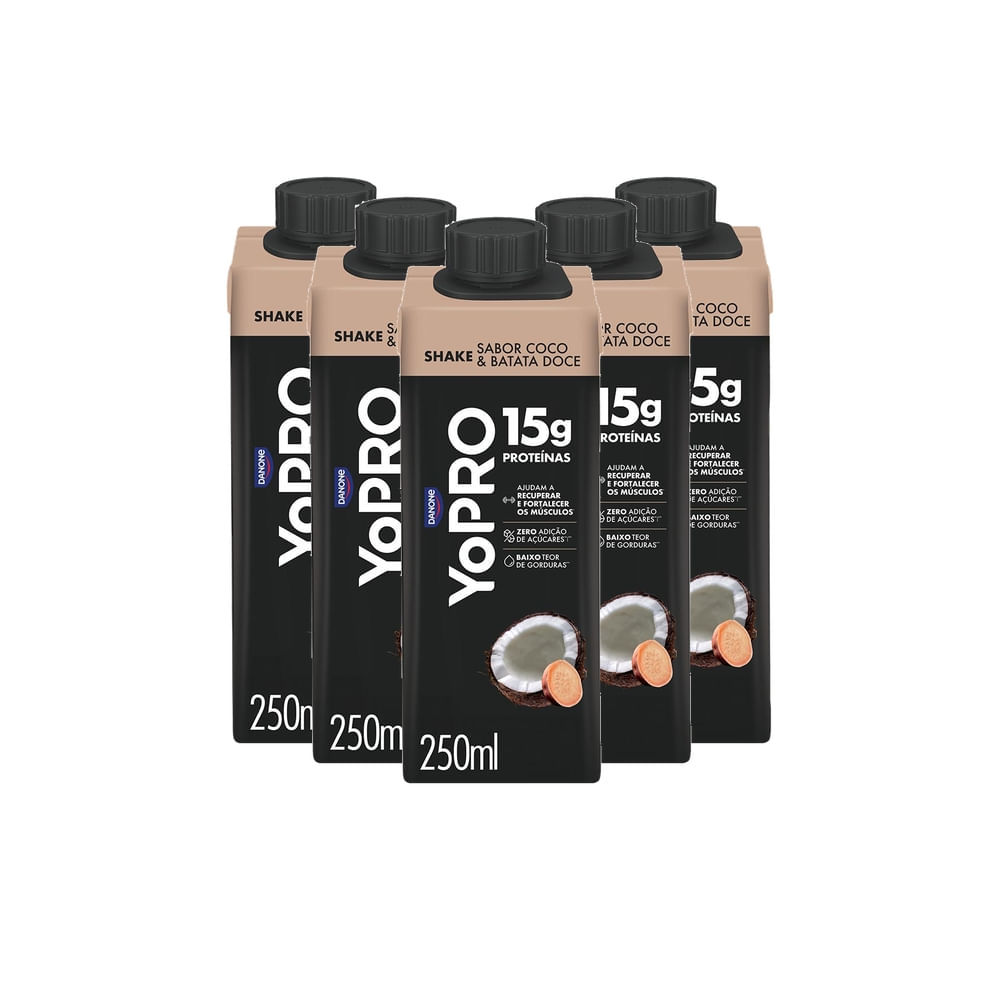 Kit 5 YoPRO Bebida Láctea UHT Coco com Batata-Doce 15g de proteínas 250ml Kit 5 YoPRO Bebida Láctea UHT Coco com Batata-Doce 15g de proteínas 250ml