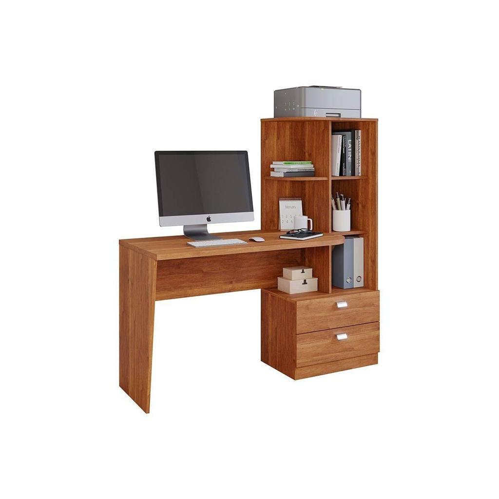 Mesa de Computador Elisa c/ 2 Gavetas e 6 Nichos Cinamomo – Permóbili