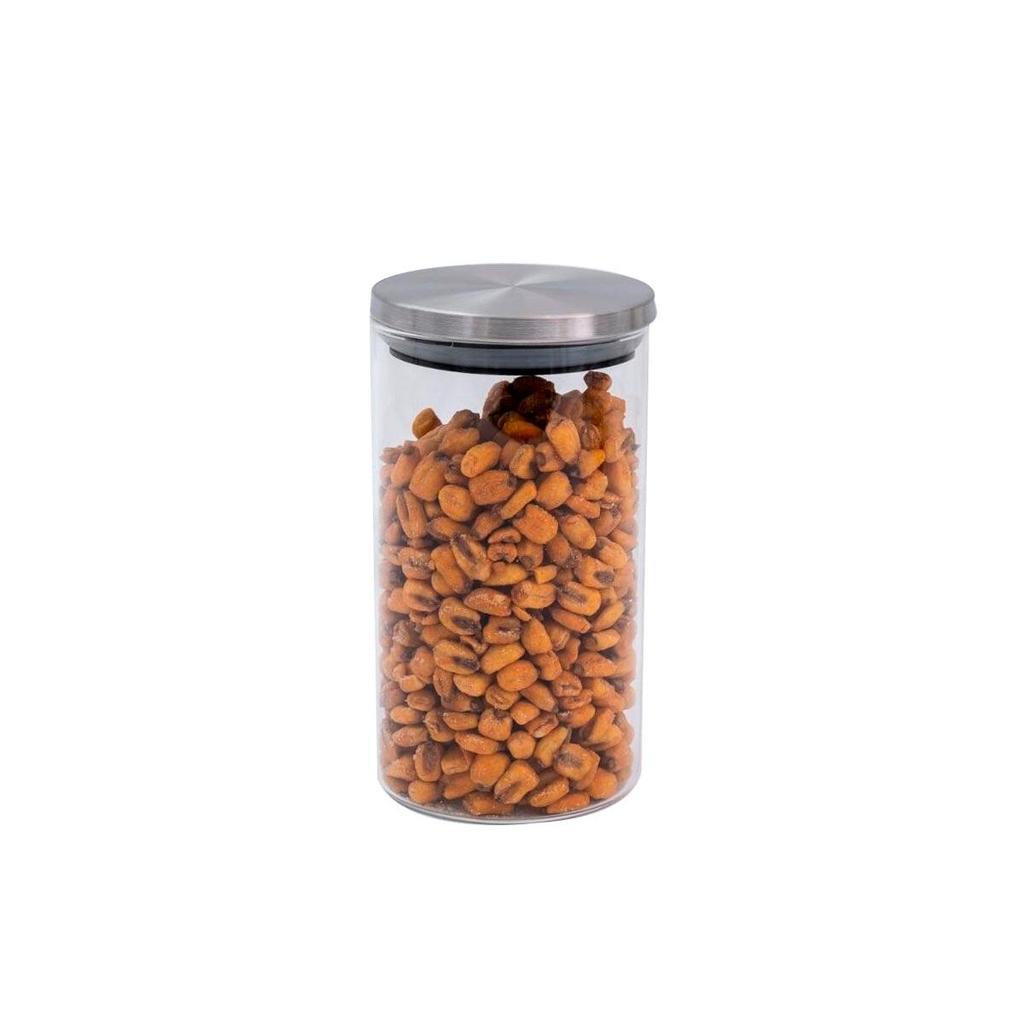 Pote 650ml de vidro com tampa de inox circular mantimento – oikos Pote 650ml de vidro com tampa de inox circular mantimento – oikos