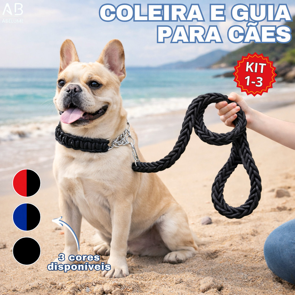 Coleira e Guia para Cães Nylon Traçacada de Oito Fios Corda Grande Pequeno, Médio e Grande Porte Coleira e Guia para Cães Nylon Traçacada de Oito Fios Corda Grande Pequeno, Médio e Grande Porte