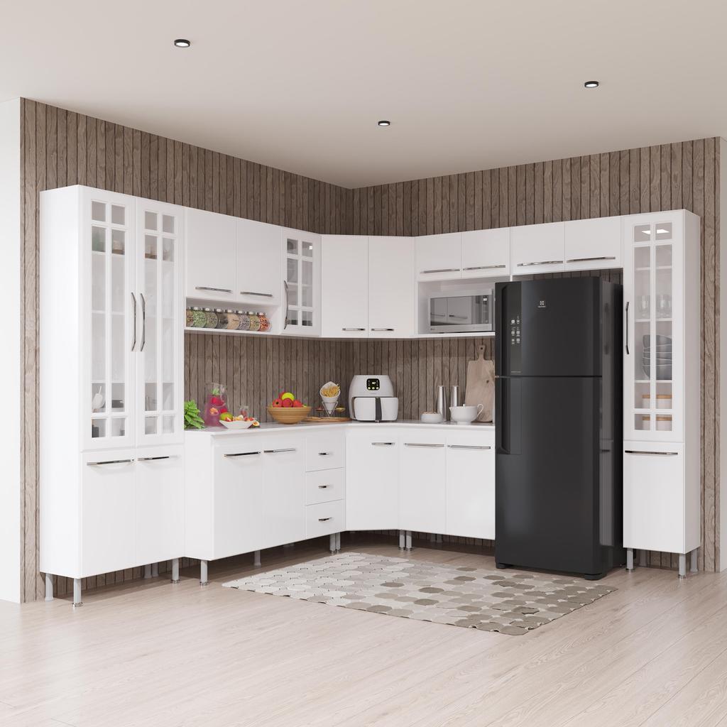 Cozinha Modulada Completa Fidelitá Viena 9 Peças 515cm 20 Portas 3 Gavetas Com Tampo Branco Cozinha Modulada Completa Fidelitá Viena 9 Peças 515cm 20 Portas 3 Gavetas Com Tampo Branco