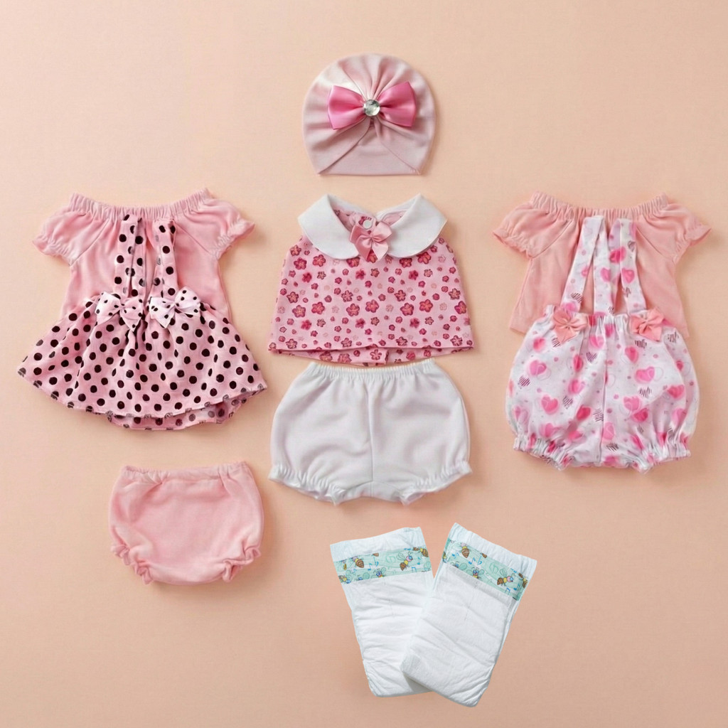Kit Roupinha Fralda Bebê Reborn Mamãe Reborn Rosa 10 Peças – Veste de 45 a 50cm! Kit Roupinha Fralda Bebê Reborn Mamãe Reborn Rosa 10 Peças – Veste de 45 a 50cm!