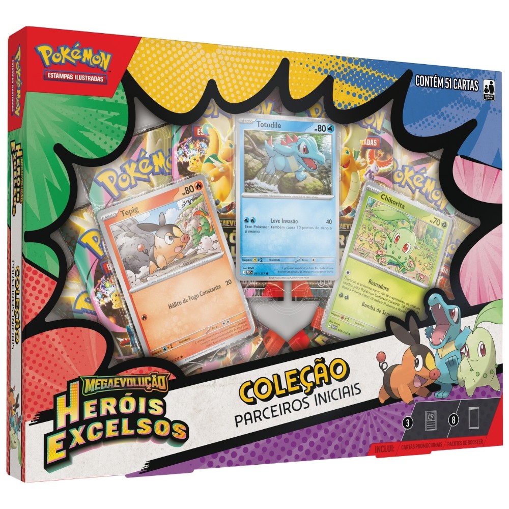 BOX POKÉMON COLEÇÃO PARCEIROS INICIAIS COPAG MEGA ME2.5 TCG CARTAS BOOSTERS HERÓIS EXCELSOS JOHTO BOX POKÉMON COLEÇÃO PARCEIROS INICIAIS COPAG MEGA ME2.5 TCG CARTAS BOOSTERS HERÓIS EXCELSOS JOHTO