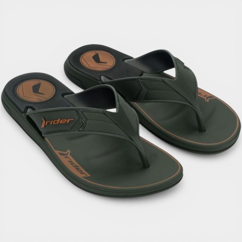 Chinelo Rider Start III Masculino – Verde e Laranja