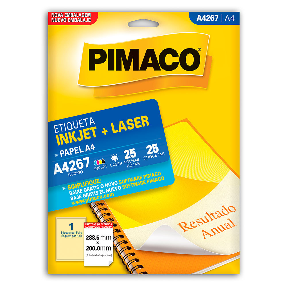 Etiqueta inkjet/laser A4267 com 25 folhas Pimaco Etiqueta inkjet/laser A4267 com 25 folhas Pimaco