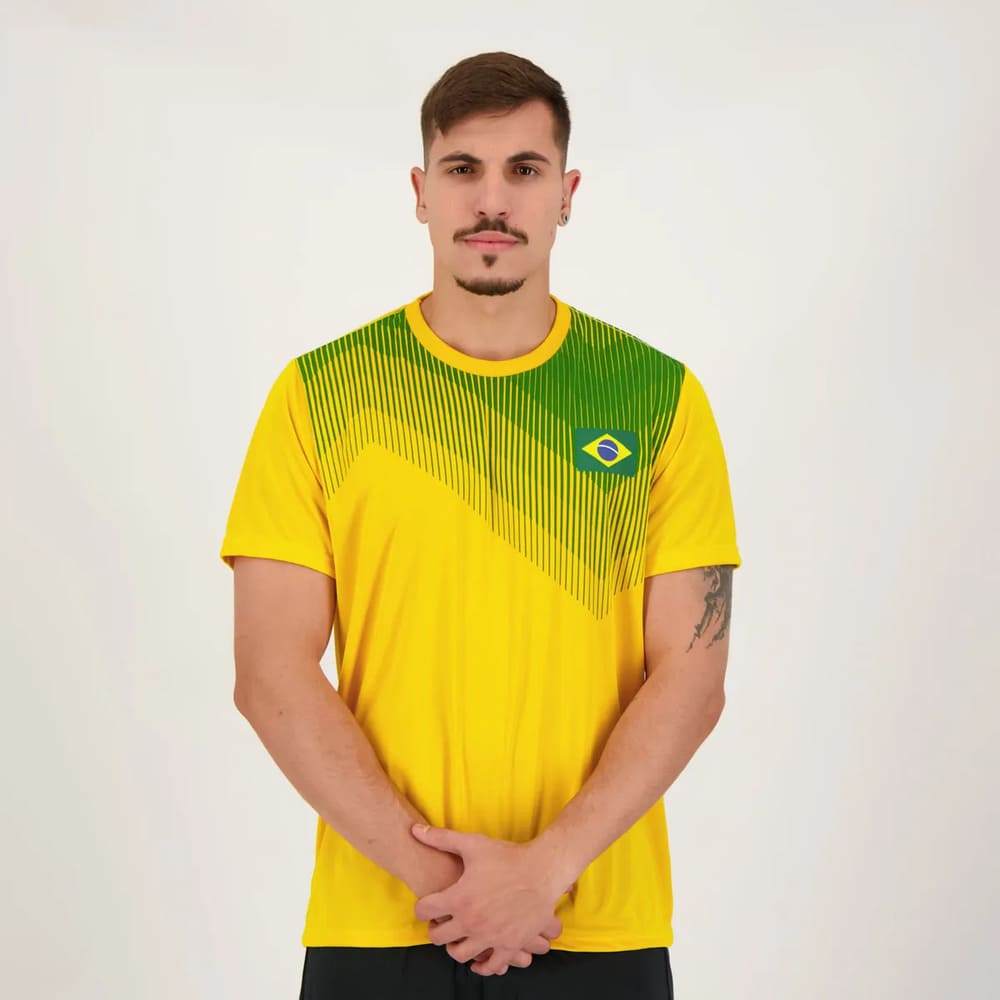 Camiseta Brasil Regia Amarela/Verde Camiseta Brasil Regia Amarela/Verde