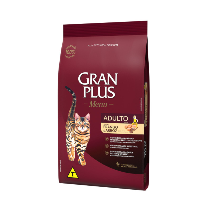 Ração GranPlus Menu Gatos Adultos Frango e Arroz 1,0kg Ração GranPlus Menu Gatos Adultos Frango e Arroz 1,0kg