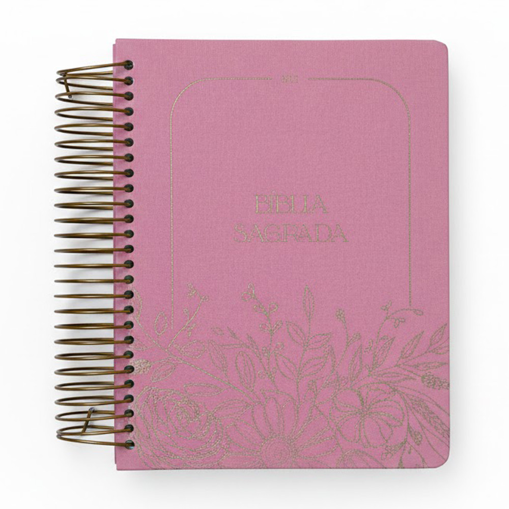 Bíblia Sagrada Espiral | NVI | Espaço Para Anotações | Capa Dura Rosa Floral Bíblia Sagrada Espiral | NVI | Espaço Para Anotações | Capa Dura Rosa Floral