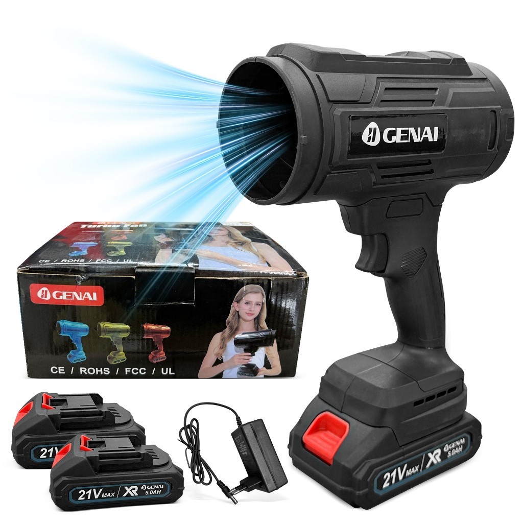 Soprador De Folhas Turbo Portátil Recarregável 21 v Com 2 Baterias Potente Limpeza Interna e Externa 26000 RPM Soprador De Folhas Turbo Portátil Recarregável 21 v Com 2 Baterias Potente Limpeza Interna e Externa 26000 RPM