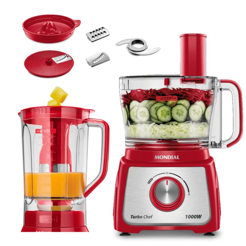 Multiprocessador Mondial Turbo Chef 9 em 1 com Função Turbo 1000W Vermelho 220V – MPN-01-RF Multiprocessador Mondial Turbo Chef 9 em 1 com Função Turbo 1000W Vermelho 220V – MPN-01-RF