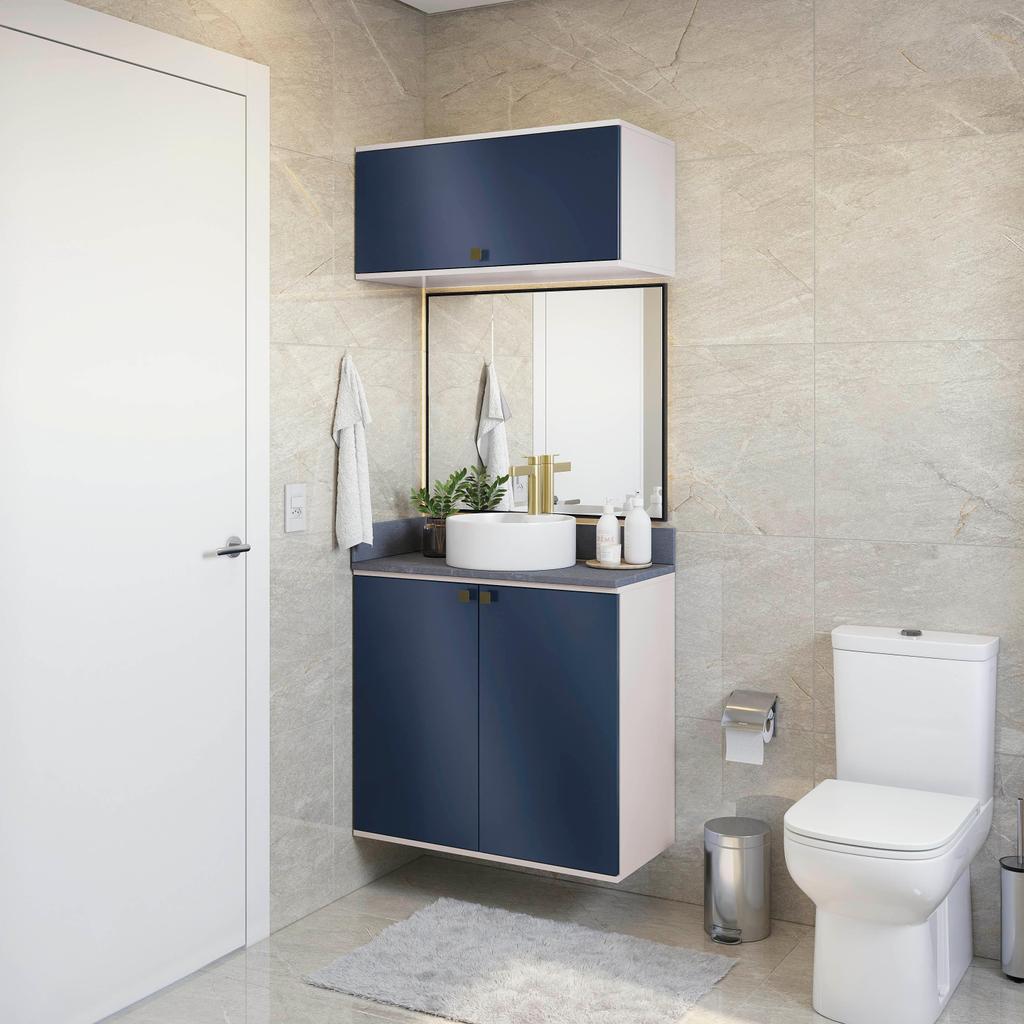 Conjunto para Banheiro com Basculante Kappesberg Celeste 2 Peças Branco/Azul 80cm Conjunto para Banheiro com Basculante Kappesberg Celeste 2 Peças Branco/Azul 80cm