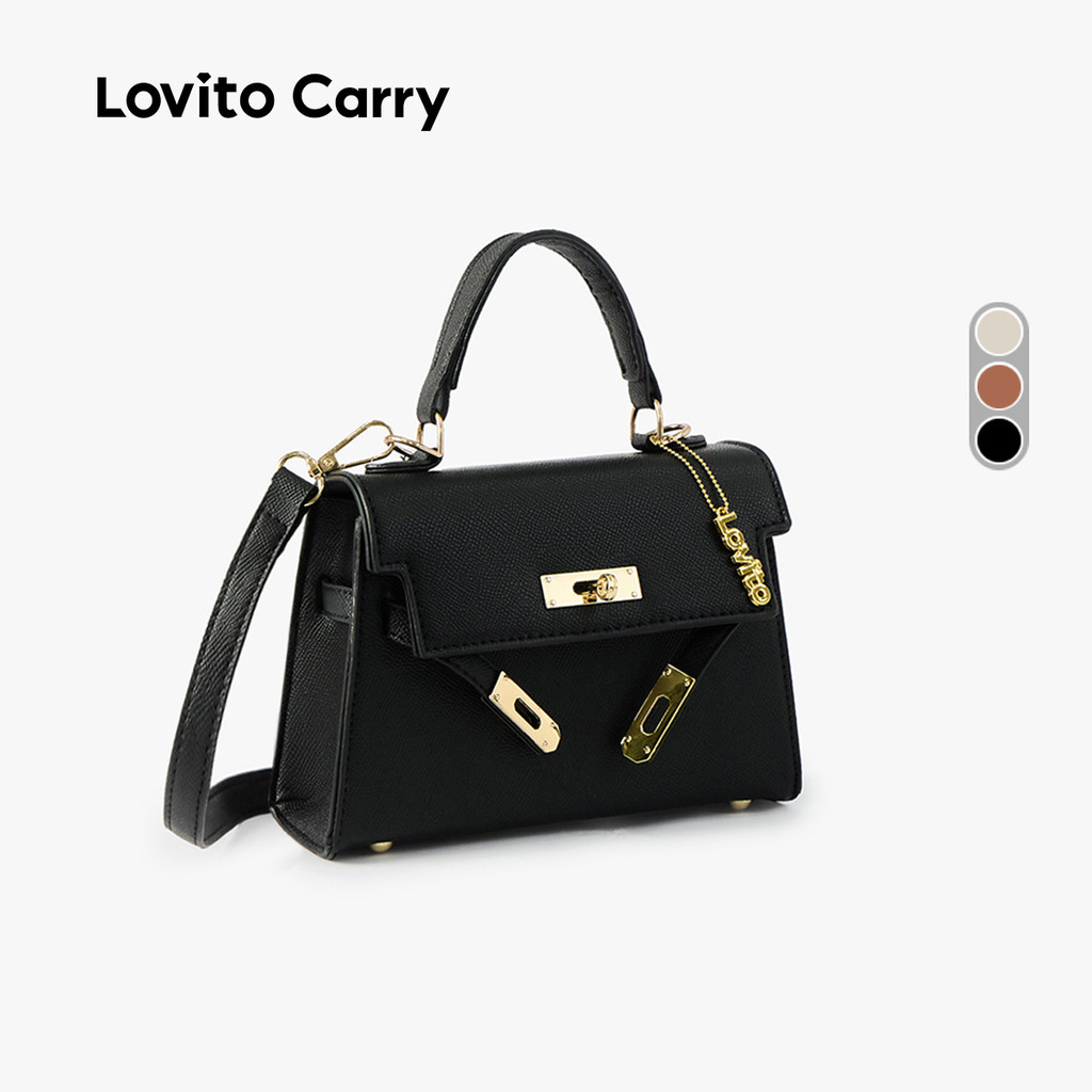 (Lovito Carry) Bolsa De Ombro Feminina Elegante Pequena Com Fivela De Metal Para Escritório LR30E105