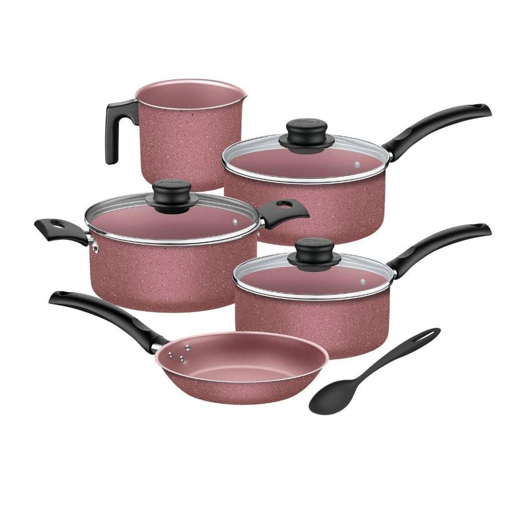 Jogo De Panelas 6 Peças Turim Rosa Antiaderente Tramontina Jogo De Panelas 6 Peças Turim Rosa Antiaderente Tramontina