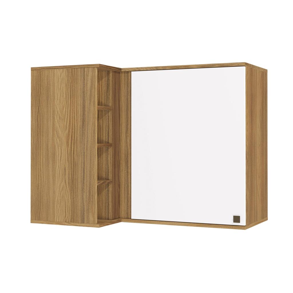 Armário Aéreo de Canto Reto Celeste Kappesberg 100% MDF 1 Porta 4 Nichos Nogueira/Branco 98cm Armário Aéreo de Canto Reto Celeste Kappesberg 100% MDF 1 Porta 4 Nichos Nogueira/Branco 98cm