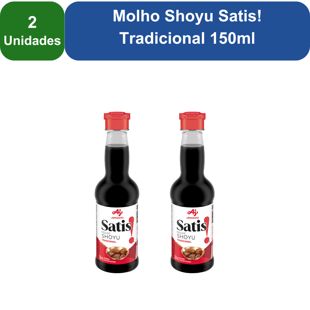 Kit 2 Unidades Molho Shoyu Satis! Tradicional 150ml Kit 2 Unidades Molho Shoyu Satis! Tradicional 150ml
