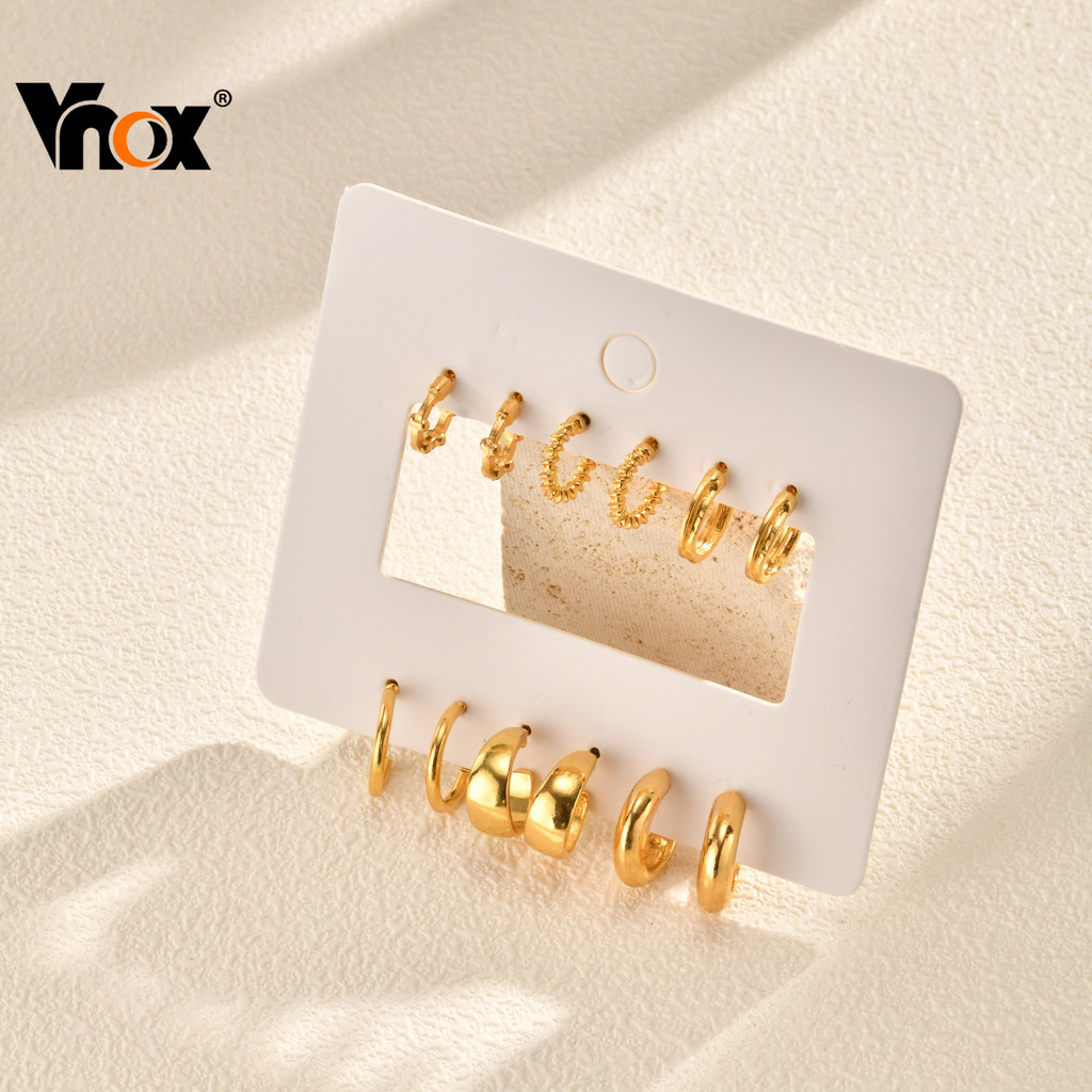 Conjunto De Brincos Minimalistas Em Forma De C Vnox 6 Pares , Joias Simples Da Moda Para Mulheres , Meninas , Presente D Conjunto De Brincos Minimalistas Em Forma De C Vnox 6 Pares , Joias Simples Da Moda Para Mulheres , Meninas , Presente D