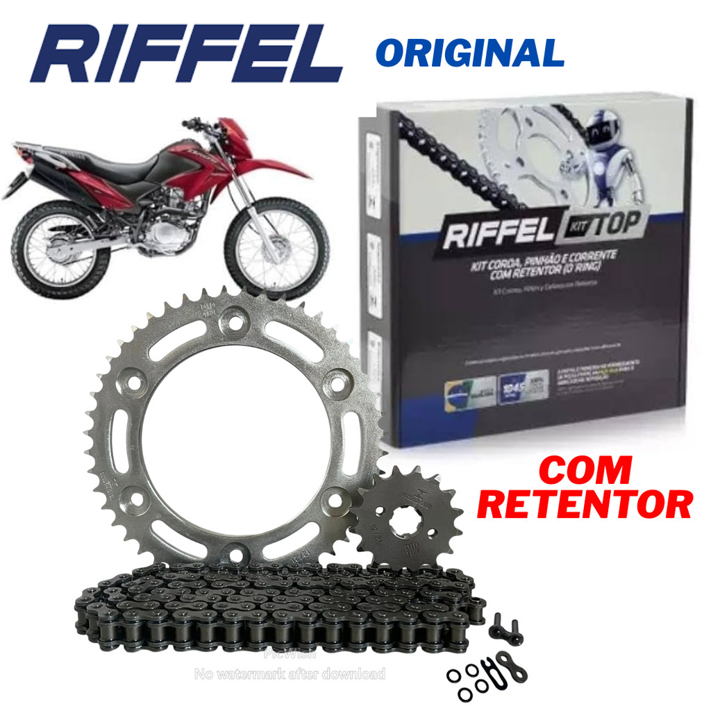 KIT RELAÇAO BROS 160 /XRE 190 16-23 COM RETENTOR ORIGINAL RIFFEL KIT RELAÇAO BROS 160 /XRE 190 16-23 COM RETENTOR ORIGINAL RIFFEL