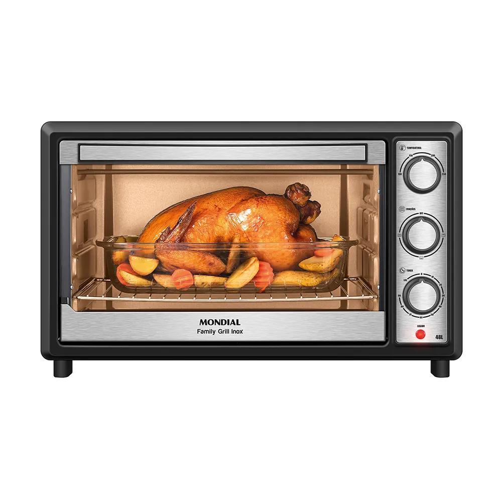 Forno Elétrico Mondial Family Grill 48L FRN-48-BI Preto/Inox Até 250°C com Grill Dourador 127v Forno Elétrico Mondial Family Grill 48L FRN-48-BI Preto/Inox Até 250°C com Grill Dourador 127v