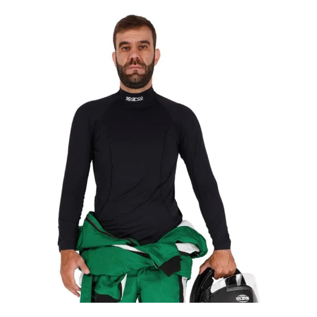 Camisa Termica Malha De Kart Sparco Gola Alta Unissex Camisa Termica Malha De Kart Sparco Gola Alta Unissex