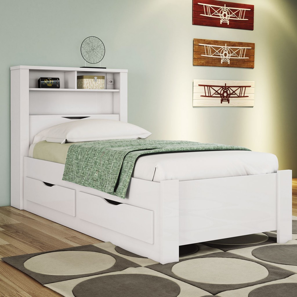 Cama Solteiro Omaha 1 Porta 2 Gavetas com Tomada – Pnr Móveis