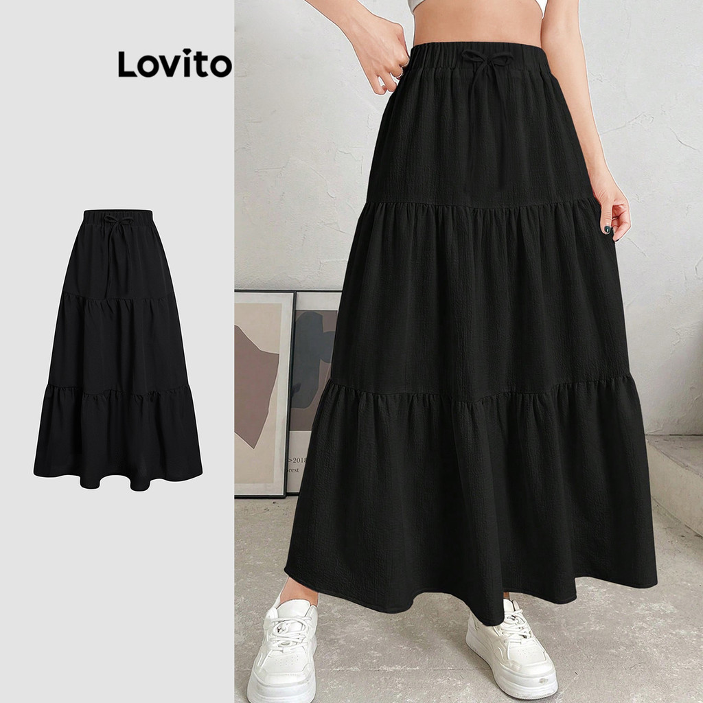 Lovito Saia Casual Com Estrutura Lisa E Saia De Verão/primavera Para Mulheres L118ED149 Lovito Saia Casual Com Estrutura Lisa E Saia De Verão/primavera Para Mulheres L118ED149