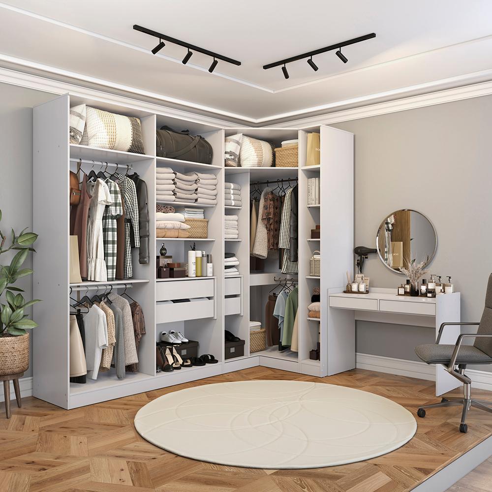Conjunto Closet Kappesberg Adapt Branco 4 Peças 263cm x 235cm Conjunto Closet Kappesberg Adapt Branco 4 Peças 263cm x 235cm
