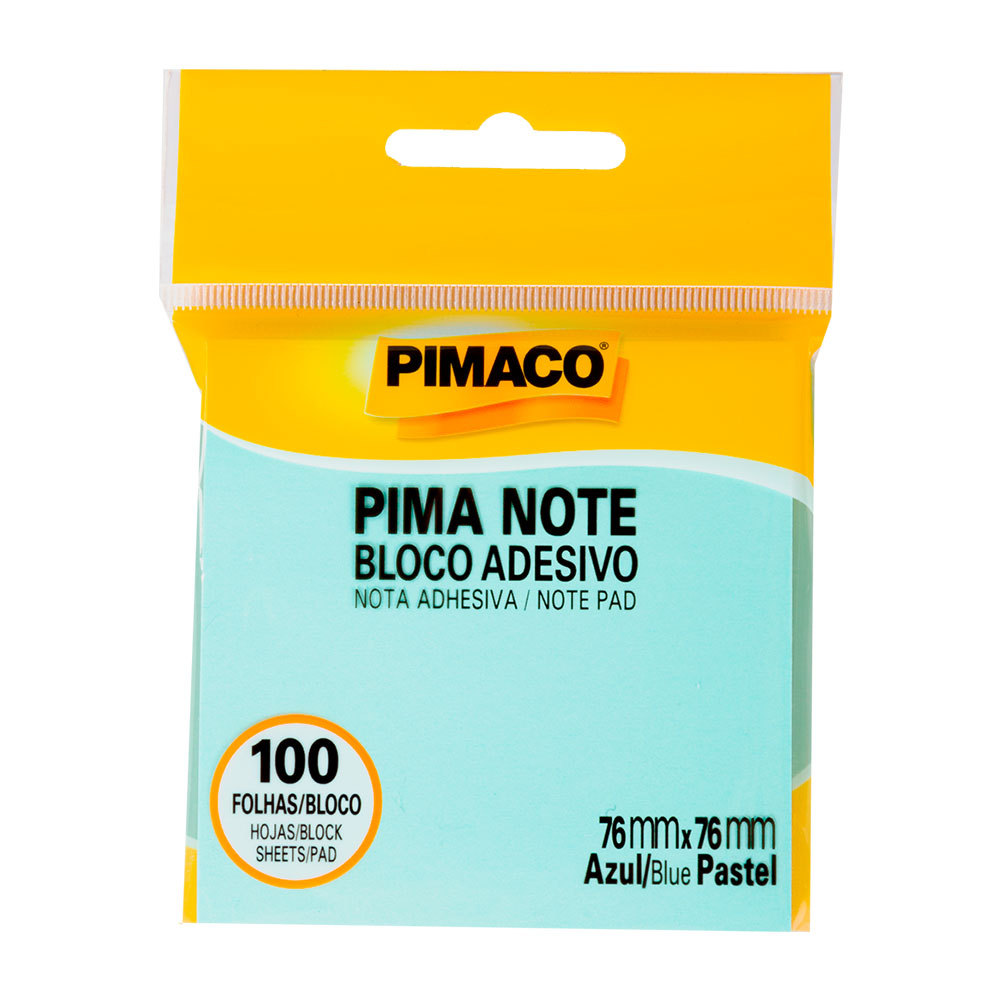 Bloco recado adesivo Pima Note Azul Pastel 76x76mm 100 fls Pimaco Bloco recado adesivo Pima Note Azul Pastel 76x76mm 100 fls Pimaco